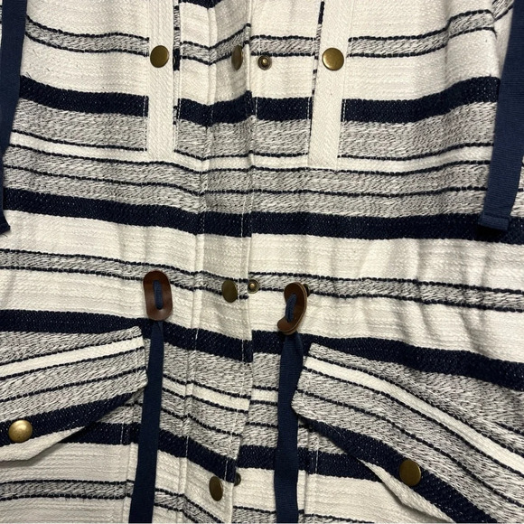 Loft Breton Women's Small Anorak Jacket Nautical Navy Blue & White Striped - Picture 5 of 10